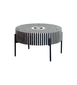 Stolik kawowy HARMONY NATURE 65 cm czarnobiały*Invicta Interior Clearance