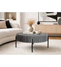 Stolik kawowy HARMONY NATURE 65 cm czarnobiały*Invicta Interior Clearance