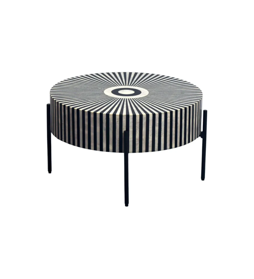 Stolik kawowy HARMONY NATURE 65 cm czarnobiały*Invicta Interior Clearance