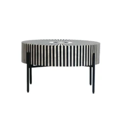Stolik kawowy HARMONY NATURE 65 cm czarnobiały*Invicta Interior Clearance