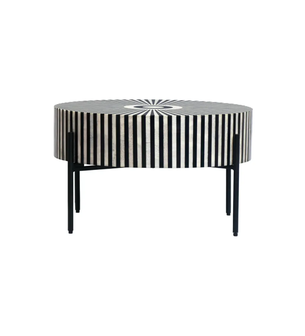 Stolik kawowy HARMONY NATURE 65 cm czarnobiały*Invicta Interior Clearance