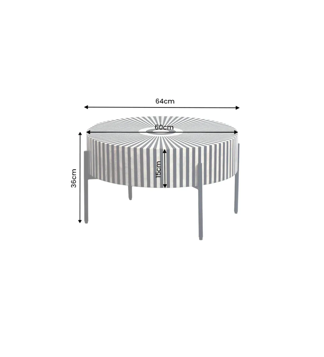 Stolik kawowy HARMONY NATURE 65 cm czarnobiały*Invicta Interior Clearance
