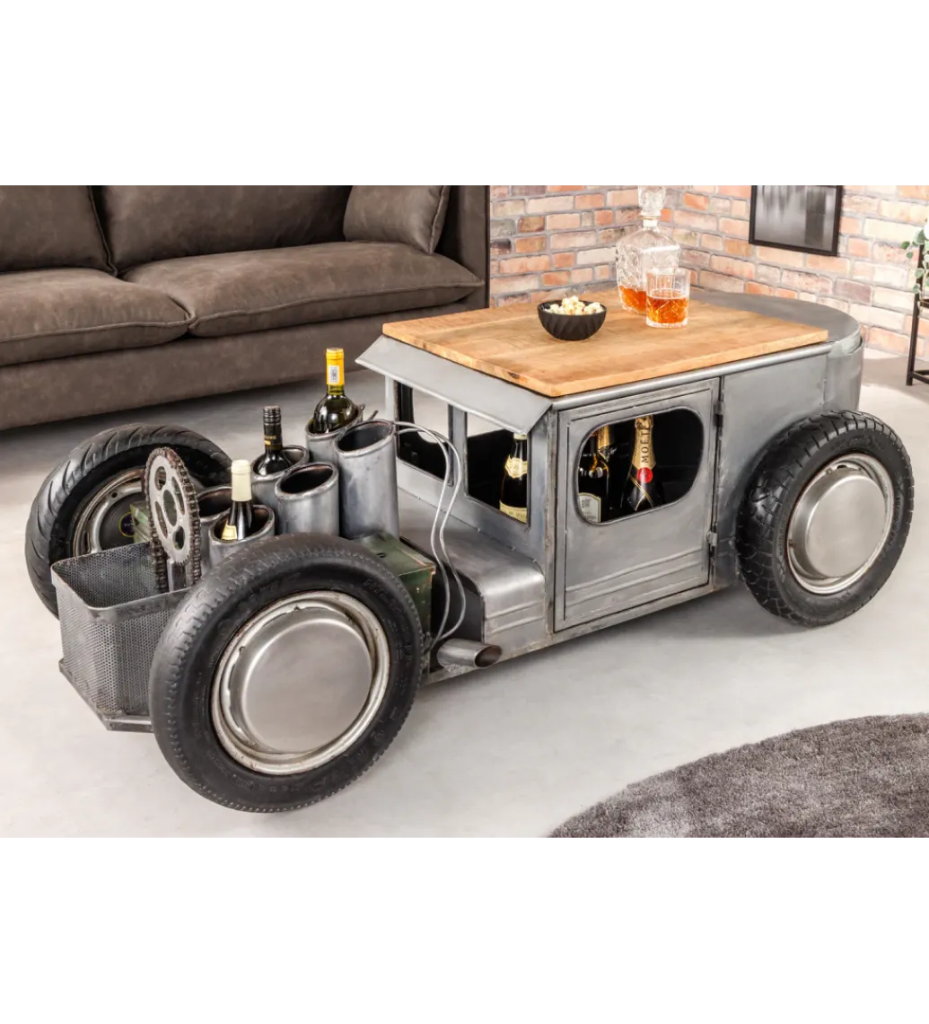 Stolik kawowy HOT ROD 165 cm blat drewno mango*Invicta Interior Outlet