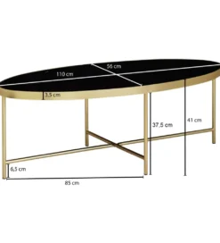 Stolik kawowy IVARS 110 cm czarno złoty*WOHNLING, GERMANY New