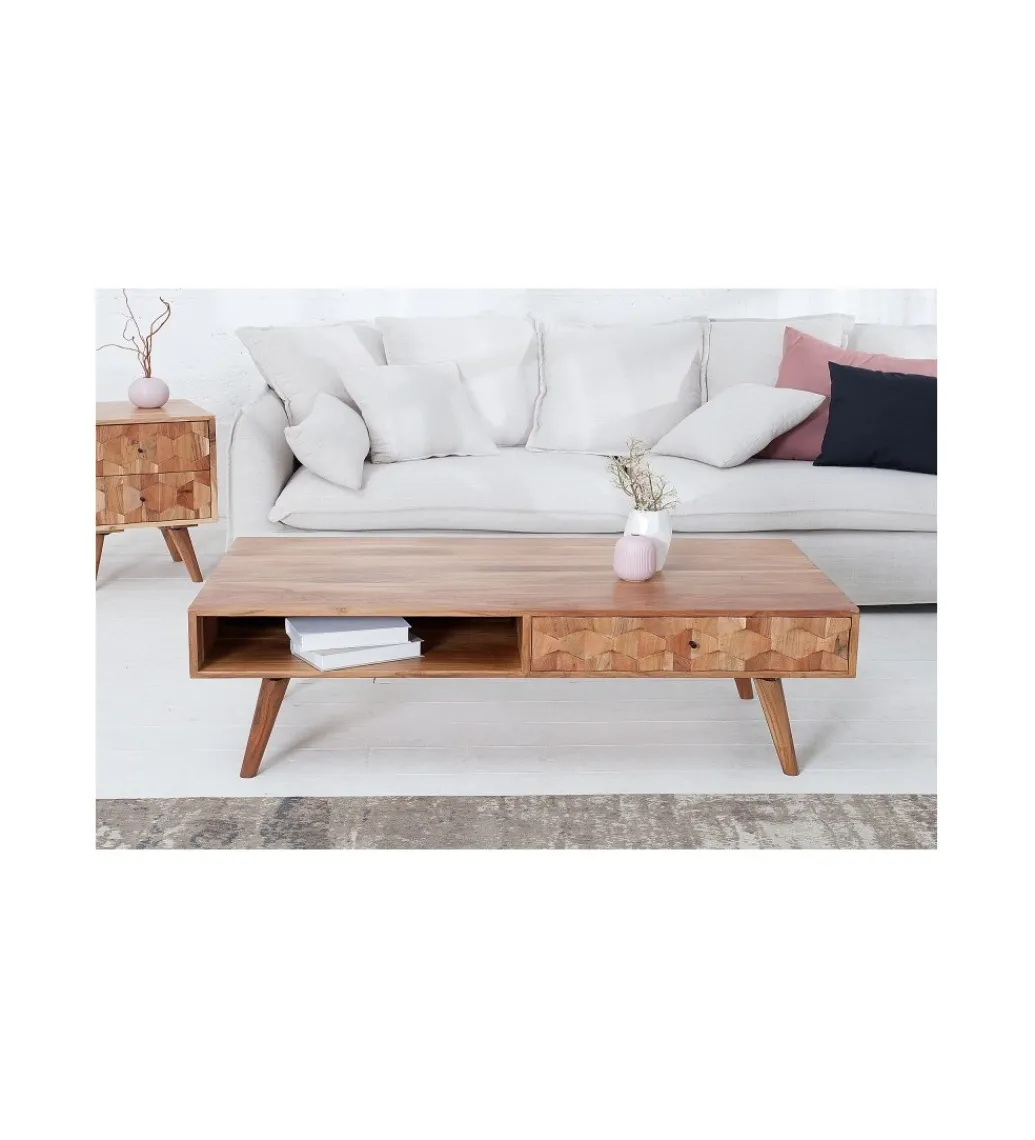 Stolik kawowy Komodo Mystic 100 cm drewno akacja*Invicta Interior New