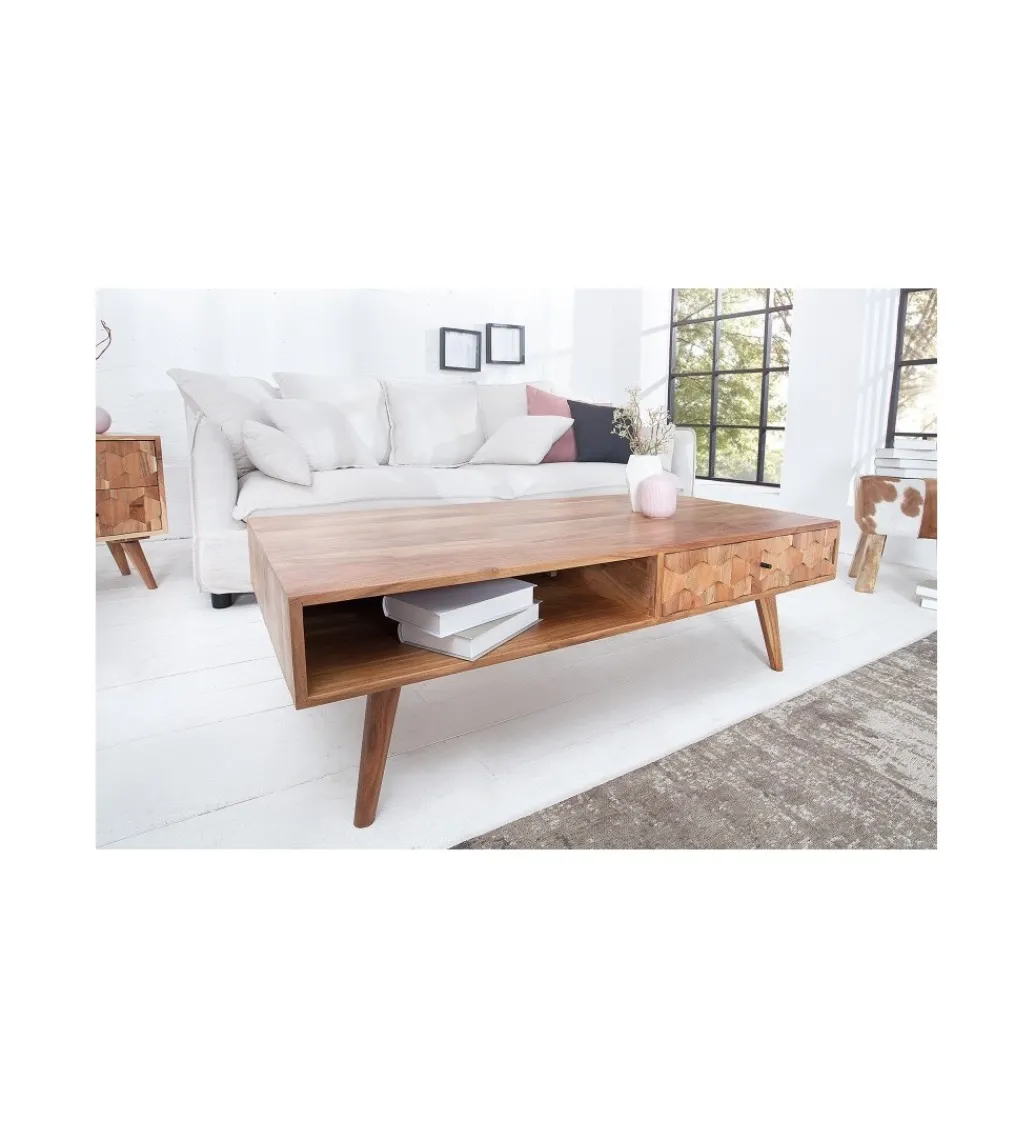 Stolik kawowy Komodo Mystic 100 cm drewno akacja*Invicta Interior New