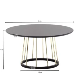 Stolik kawowy KONYA 80 cm czarny*WOHNLING, GERMANY Hot