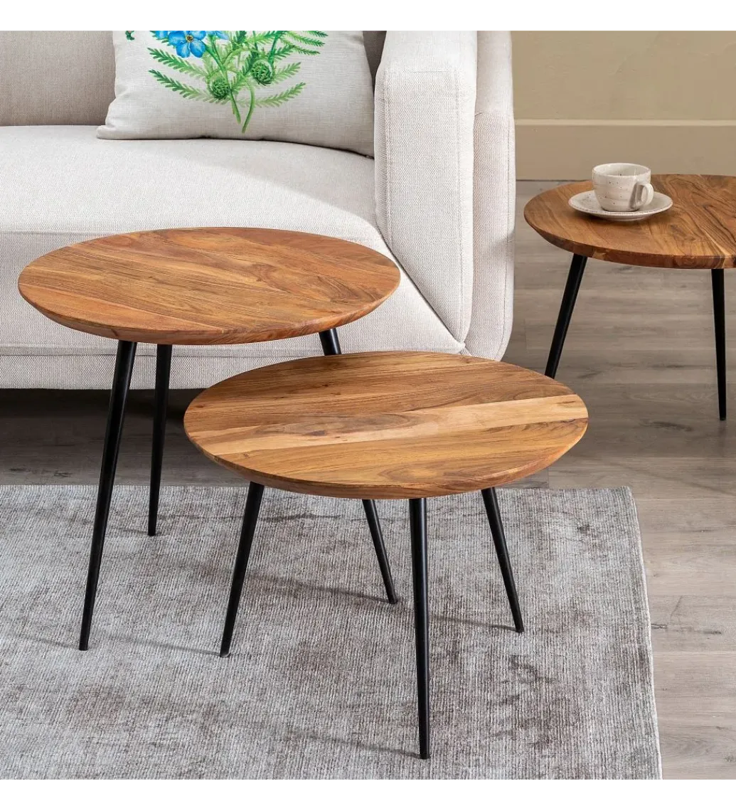 Stolik kawowy KORONE SET III drewno akacja*Zona-Design Discount