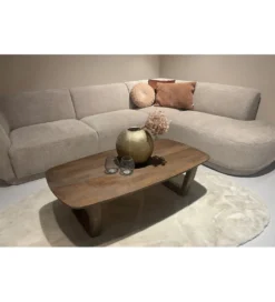 Stolik kawowy KORTE 130 cm drewno mango brązowe*LF-Design