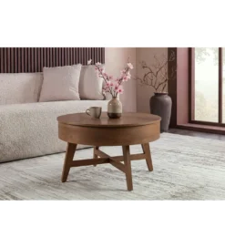 Stolik kawowy KYOTO 70 cm z schowkiem drewno mango*Invicta Interior Hot
