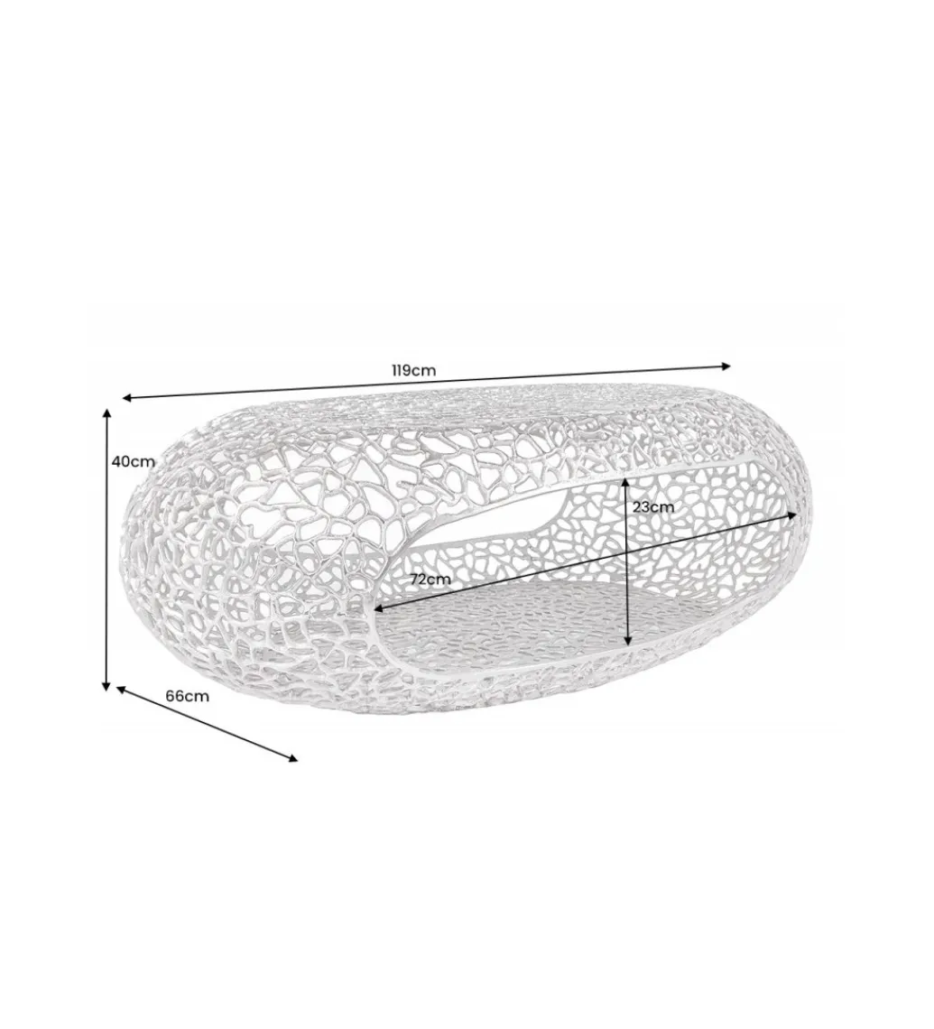 Stolik kawowy LEAF 119 cm srebrny*Invicta Interior Best