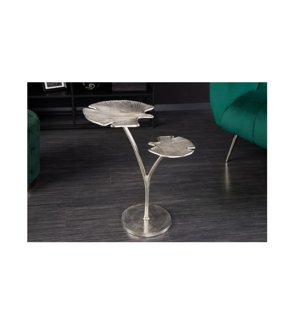 Stolik kawowy Leaf 52 cm srebrny*Invicta Interior