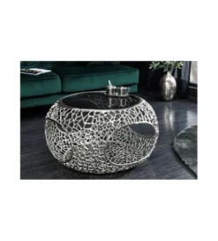 Stolik kawowy LEAF 74 cm srebrny*Invicta Interior Best