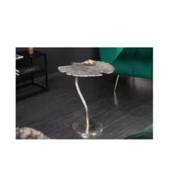 Stolik kawowy Leaf 53 cm srebrny*Invicta Interior Outlet