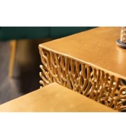 Stolik Kawowy Leaf w zestwie dwóch Złoty*Invicta Interior Online