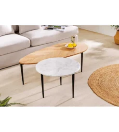 Stolik kawowy LINDO set 2 drewno akacja marmur*Invicta Interior Hot
