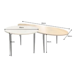 Stolik kawowy LINDO set 2 drewno akacja marmur*Invicta Interior Hot