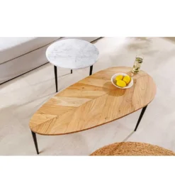 Stolik kawowy LINDO set 2 drewno akacja marmur*Invicta Interior Hot