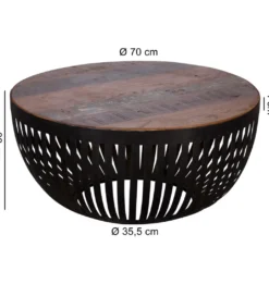 Stolik kawowy LOFTE  70 cm drewno mango*WOHNLING, GERMANY Outlet
