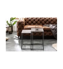 Stolik kawowy Magnus set 2 srebrno-czarny*Invicta Interior