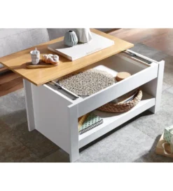 Stolik kawowy MARINA 85 cm biały z dodatkiem koloru dąb*WOHNLING, GERMANY Sale