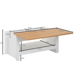 Stolik kawowy MARINA 85 cm biały z dodatkiem koloru dąb*WOHNLING, GERMANY Sale