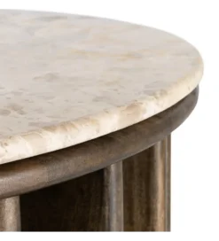 Stolik kawowy MARMOLON 90 cm drewno mango marmur*Zona-Design Online
