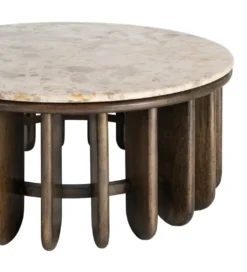 Stolik kawowy MARMOLON 90 cm drewno mango marmur*Zona-Design Online