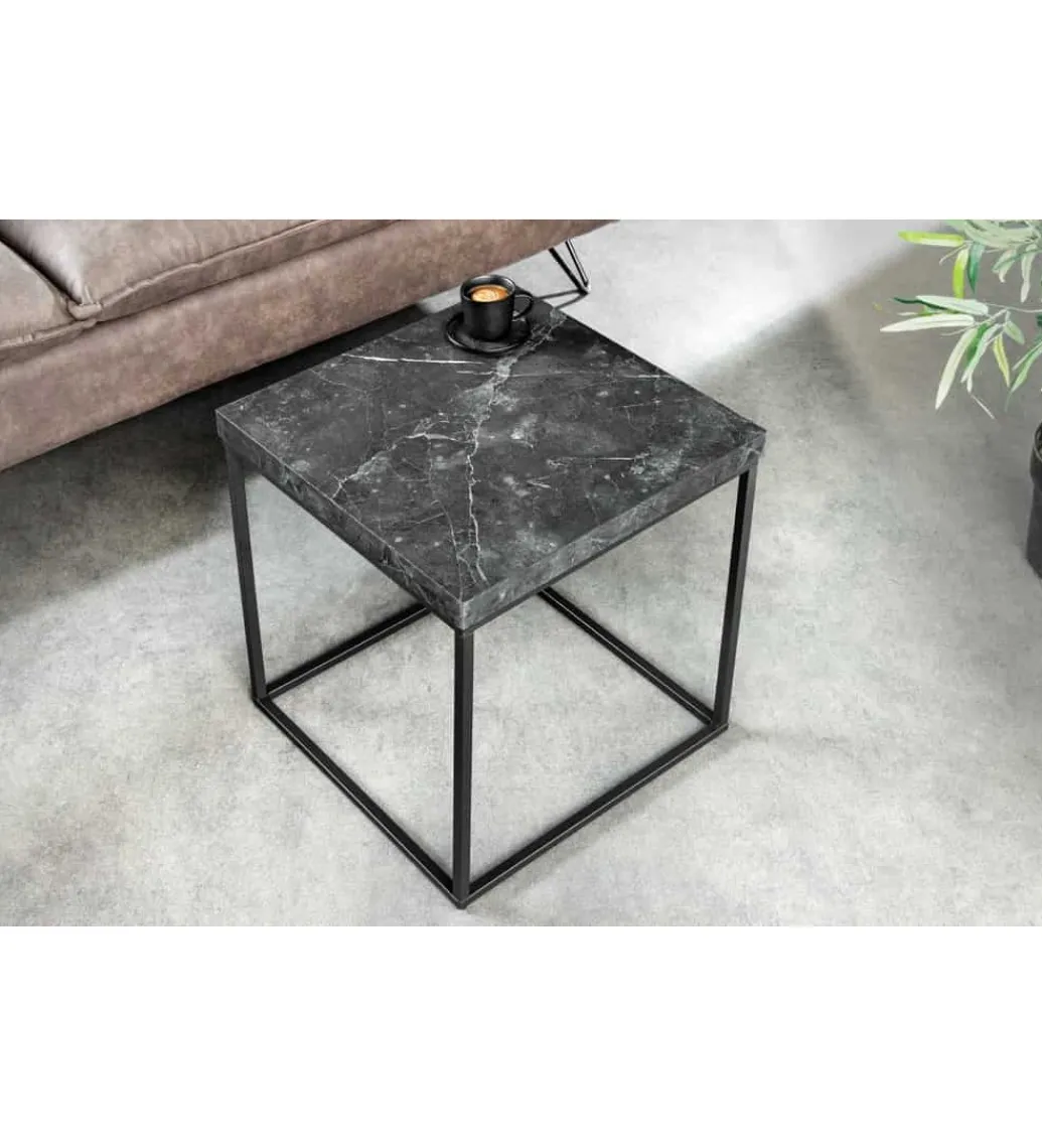 Stolik kawowy MENSA 40 cm w optyce marmuru antracytowy*Invicta Interior Best