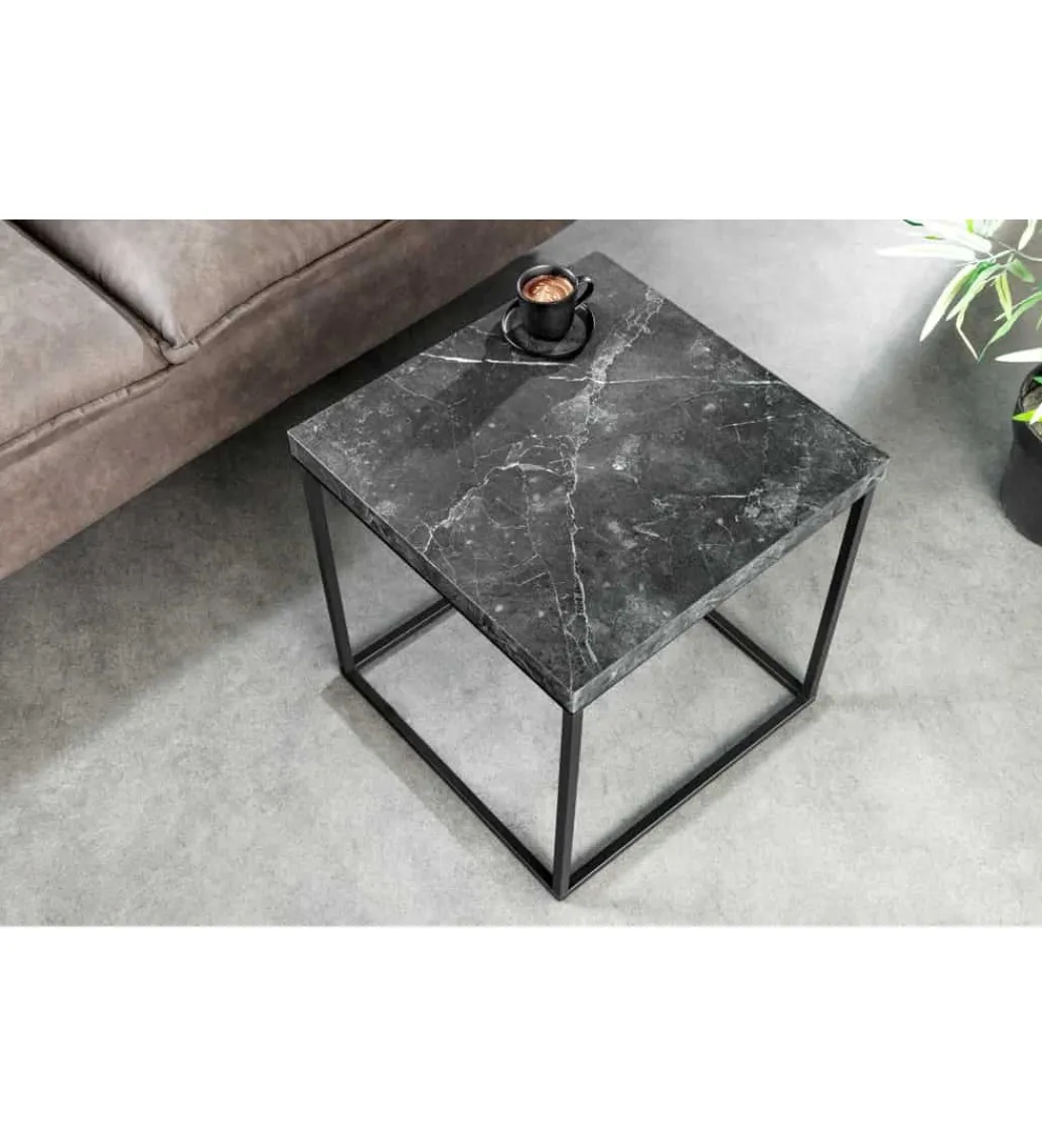 Stolik kawowy MENSA 40 cm w optyce marmuru antracytowy*Invicta Interior Best