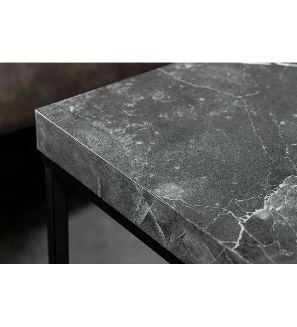 Stolik kawowy MENSA 40 cm w optyce marmuru antracytowy*Invicta Interior Best