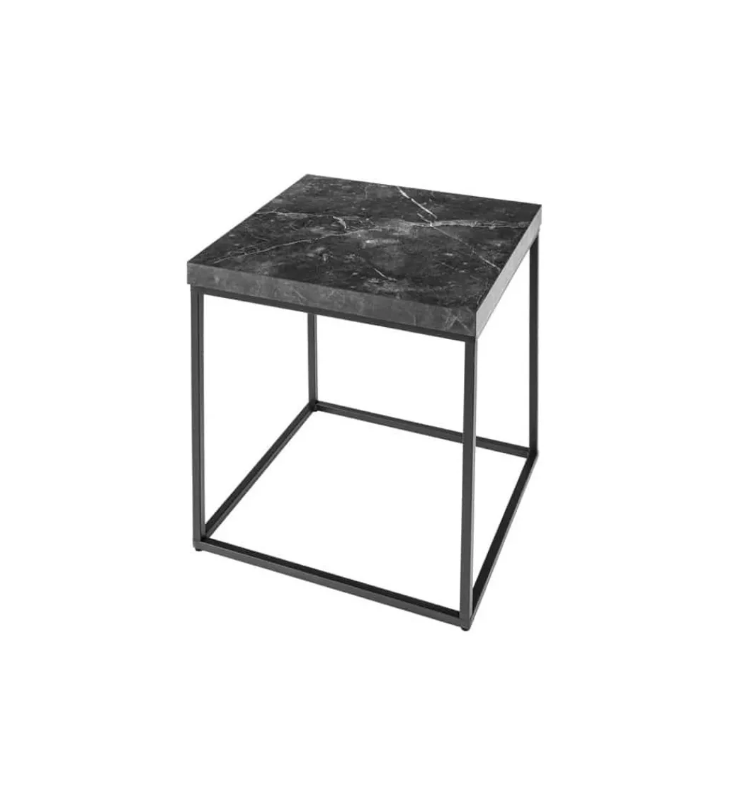 Stolik kawowy MENSA 40 cm w optyce marmuru antracytowy*Invicta Interior Best