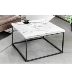 Stolik kawowy MENSA 60 cm w optyce marmuru biały*Invicta Interior Best