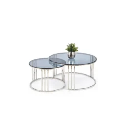 Stolik kawowy MERCURY set 2 srebrny*Halmar