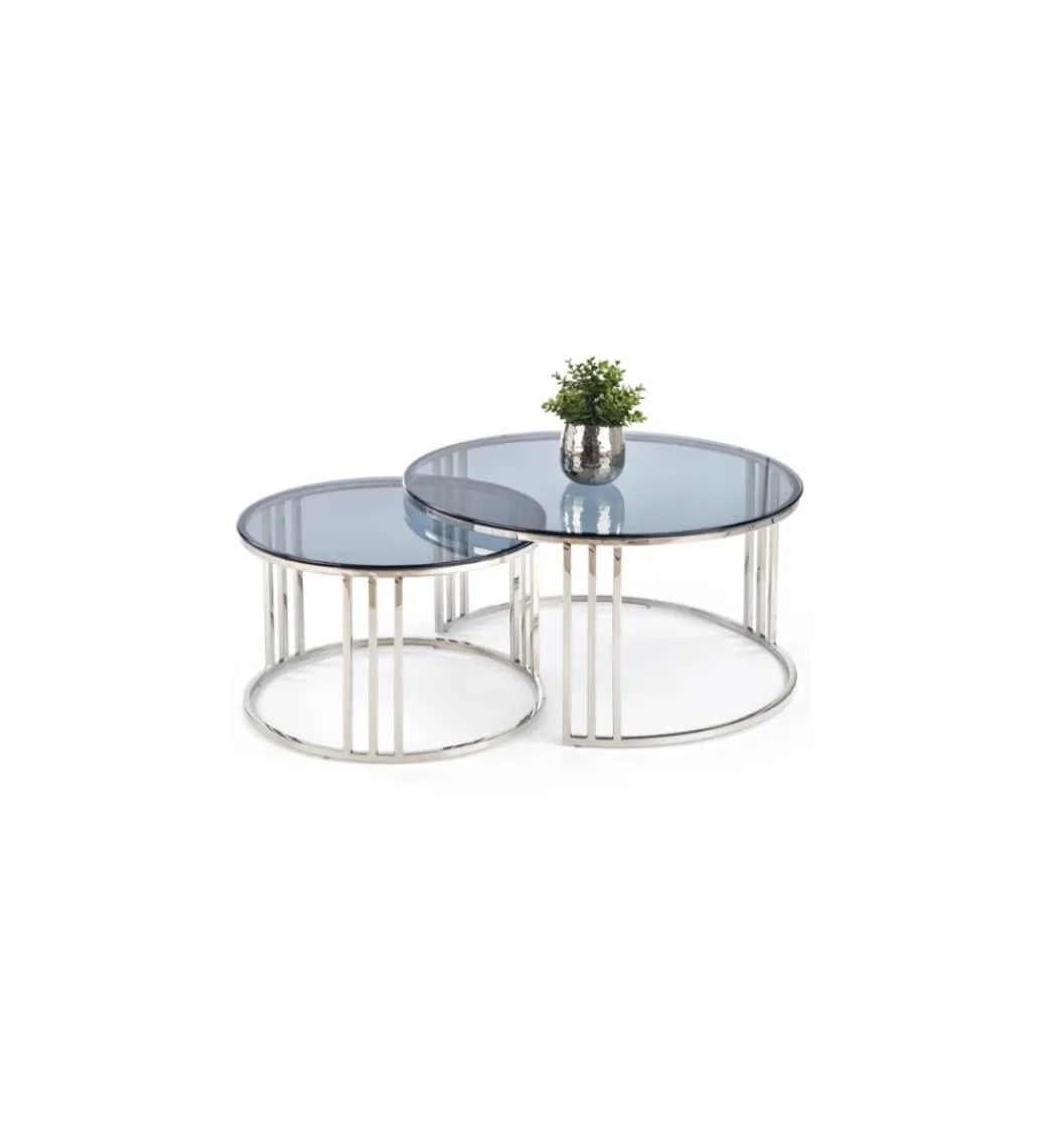 Stolik kawowy MERCURY set 2 srebrny*Halmar