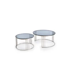 Stolik kawowy MERCURY set 2 srebrny*Halmar