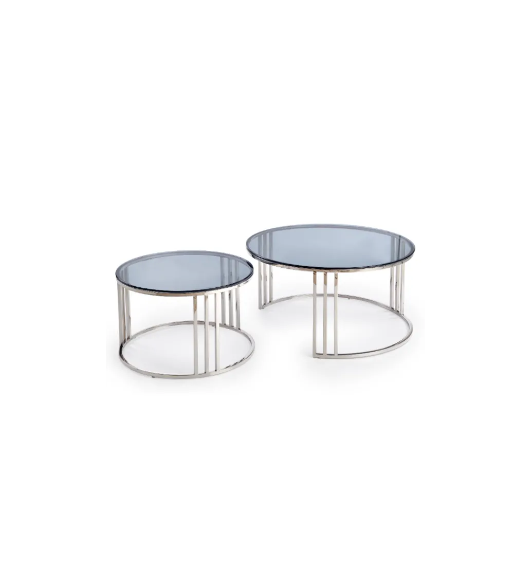 Stolik kawowy MERCURY set 2 srebrny*Halmar