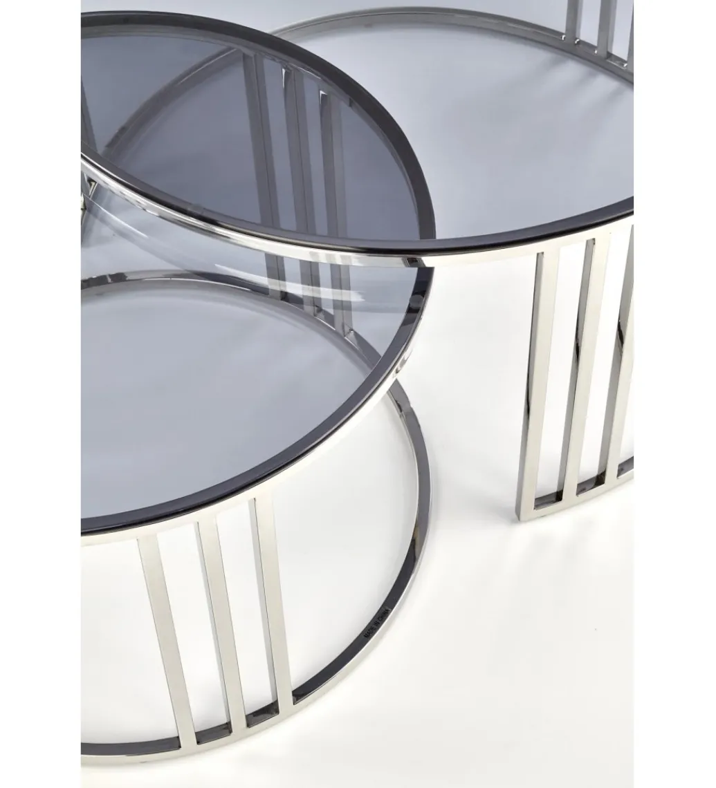 Stolik kawowy MERCURY set 2 srebrny*Halmar