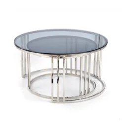 Stolik kawowy MERCURY set 2 srebrny*Halmar