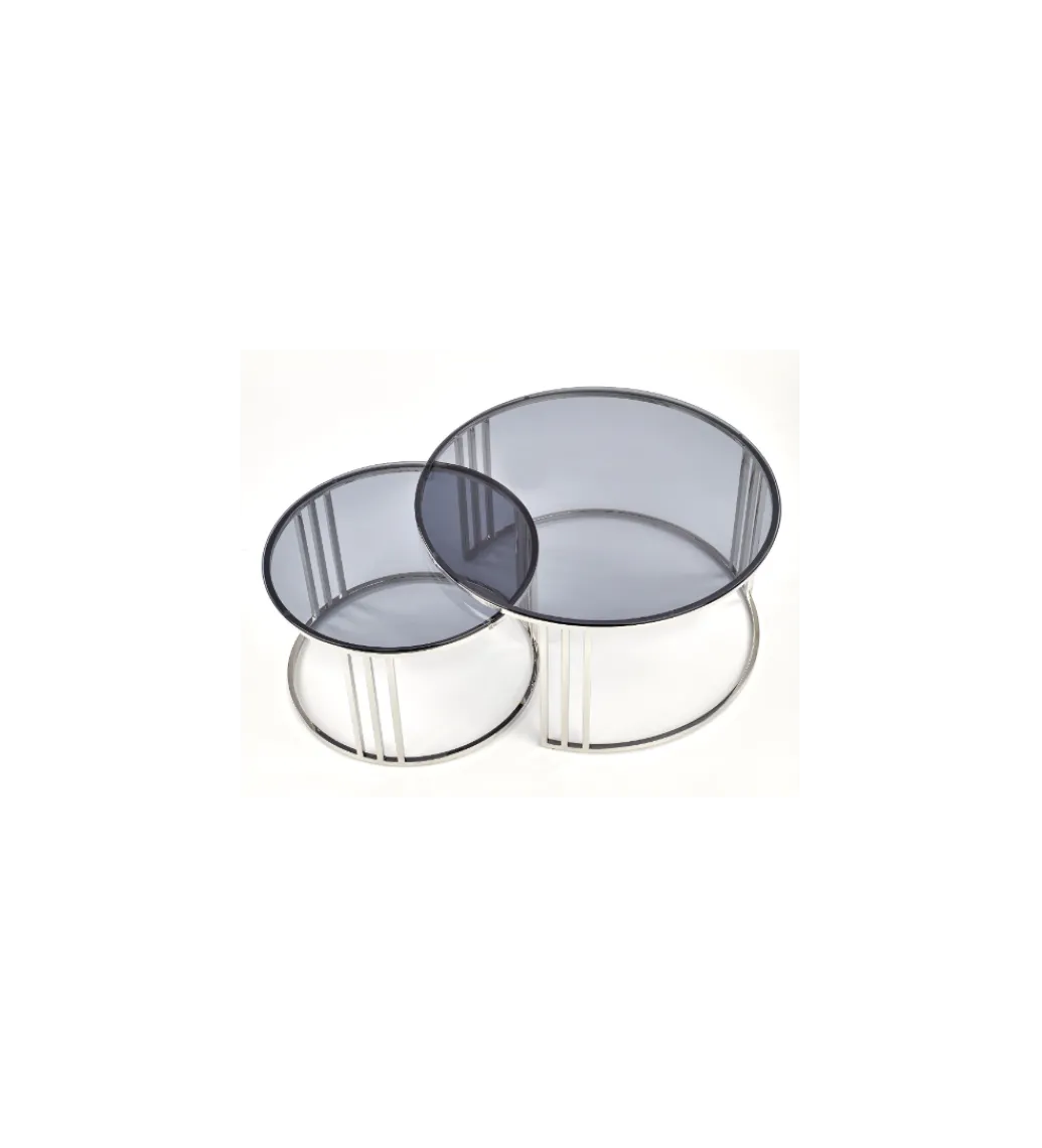 Stolik kawowy MERCURY set 2 srebrny*Halmar