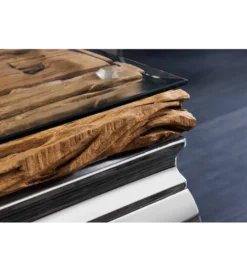 Stolik kawowy MODERN BAROCK BARRACUDA 100 cm chromowany szklany blat BEZ blatu tekowego*Invicta Interior