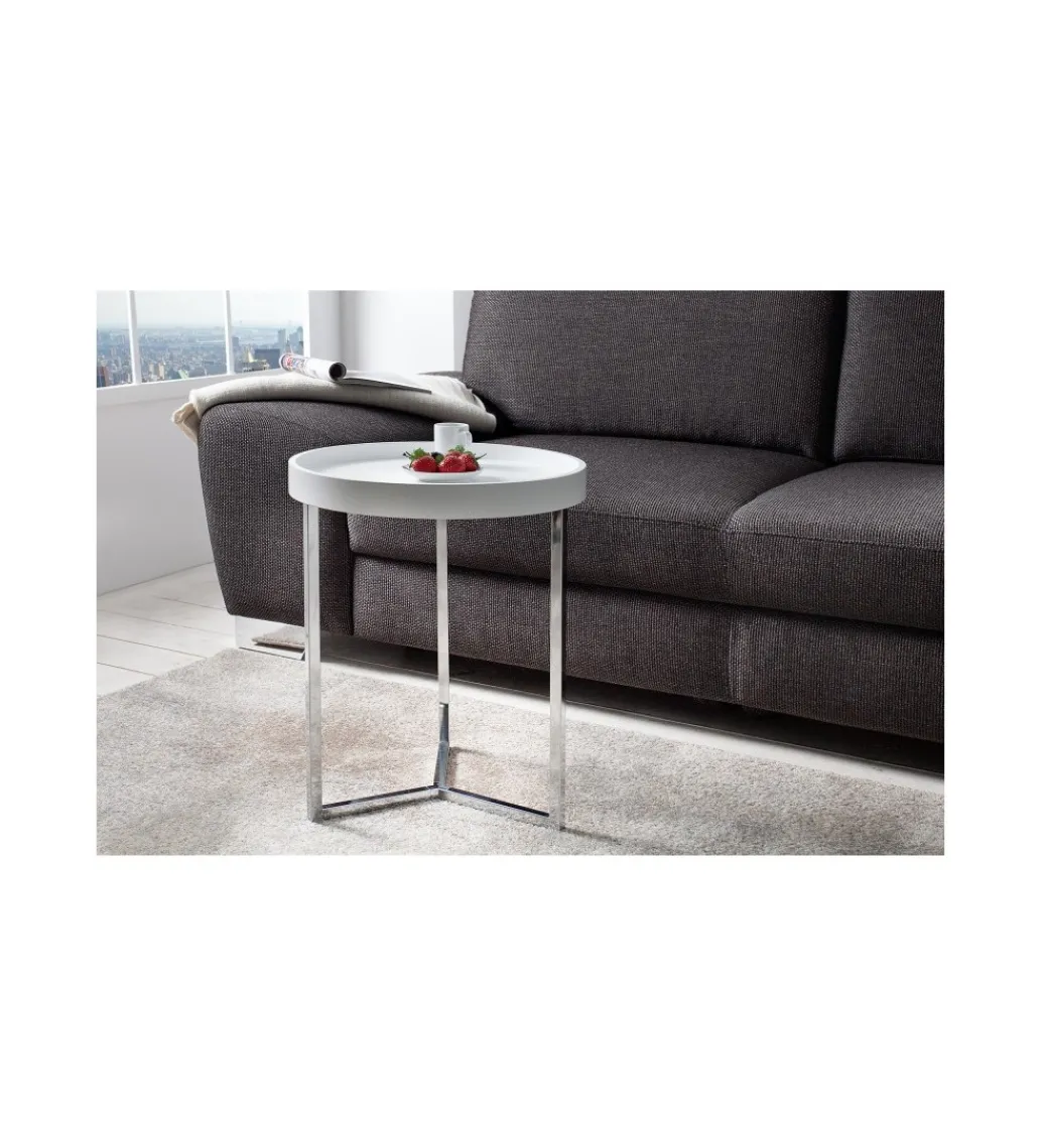 Stolik kawowy Modular 40 cm biało srebrny*Invicta Interior Clearance