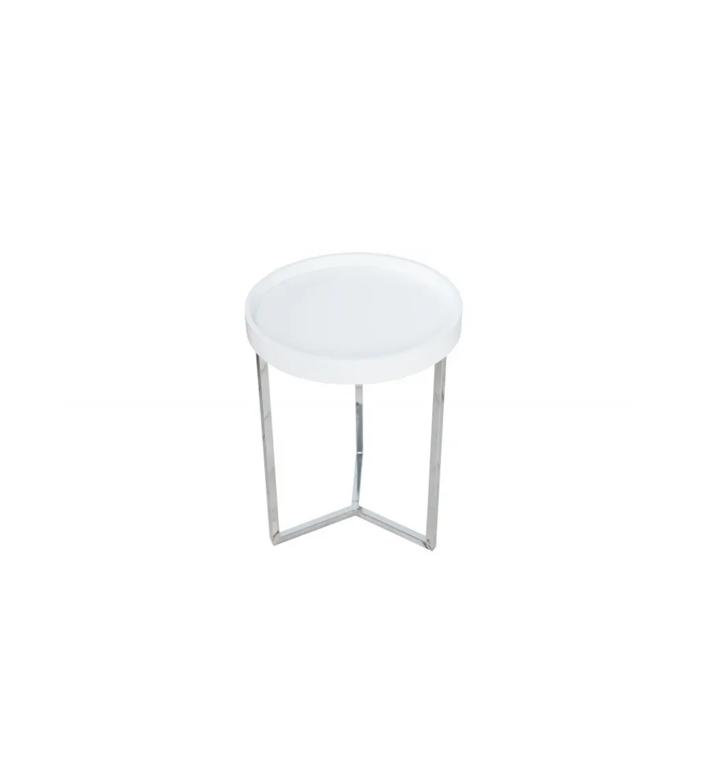 Stolik kawowy Modular 40 cm biało srebrny*Invicta Interior Clearance