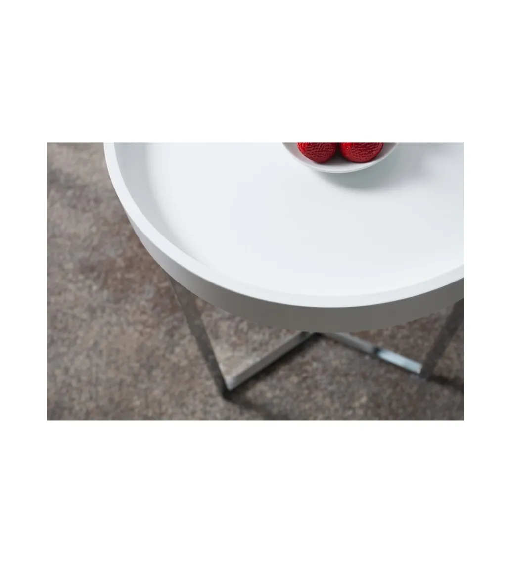 Stolik kawowy Modular 40 cm biało srebrny*Invicta Interior Clearance