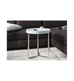 Stolik kawowy Modular 40 cm biało srebrny*Invicta Interior Clearance