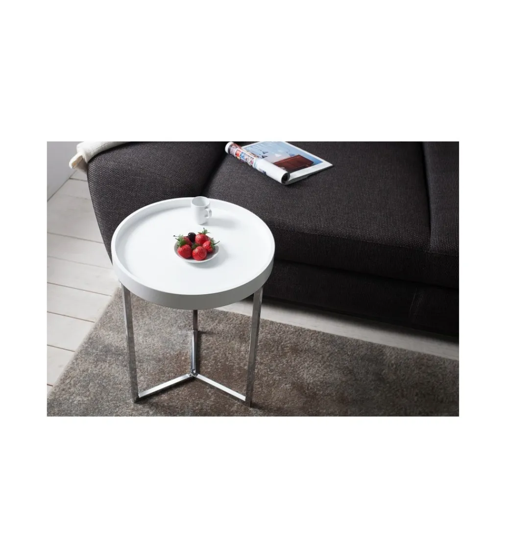 Stolik kawowy Modular 40 cm biało srebrny*Invicta Interior Clearance