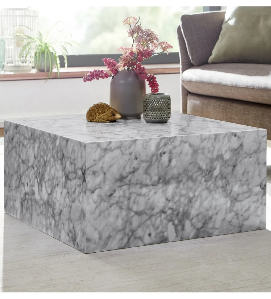 Stolik kawowy MONOBLOC 60 cm w optyce szarego marmuru*WOHNLING, GERMANY Outlet