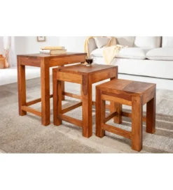 Stolik kawowy MONSOON SET 3 drewno Sheesham*Invicta Interior Sale