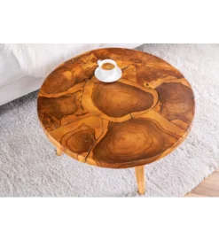 Stolik kawowy MOSAIK 60 cm naturalny teak*Invicta Interior - przedsprzedaż