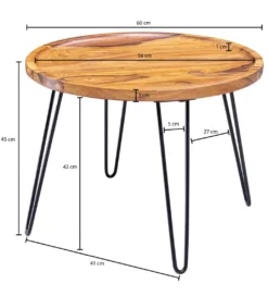 Stolik kawowy MULME 60 cm drewno sheesham*WOHNLING, GERMANY Hot
